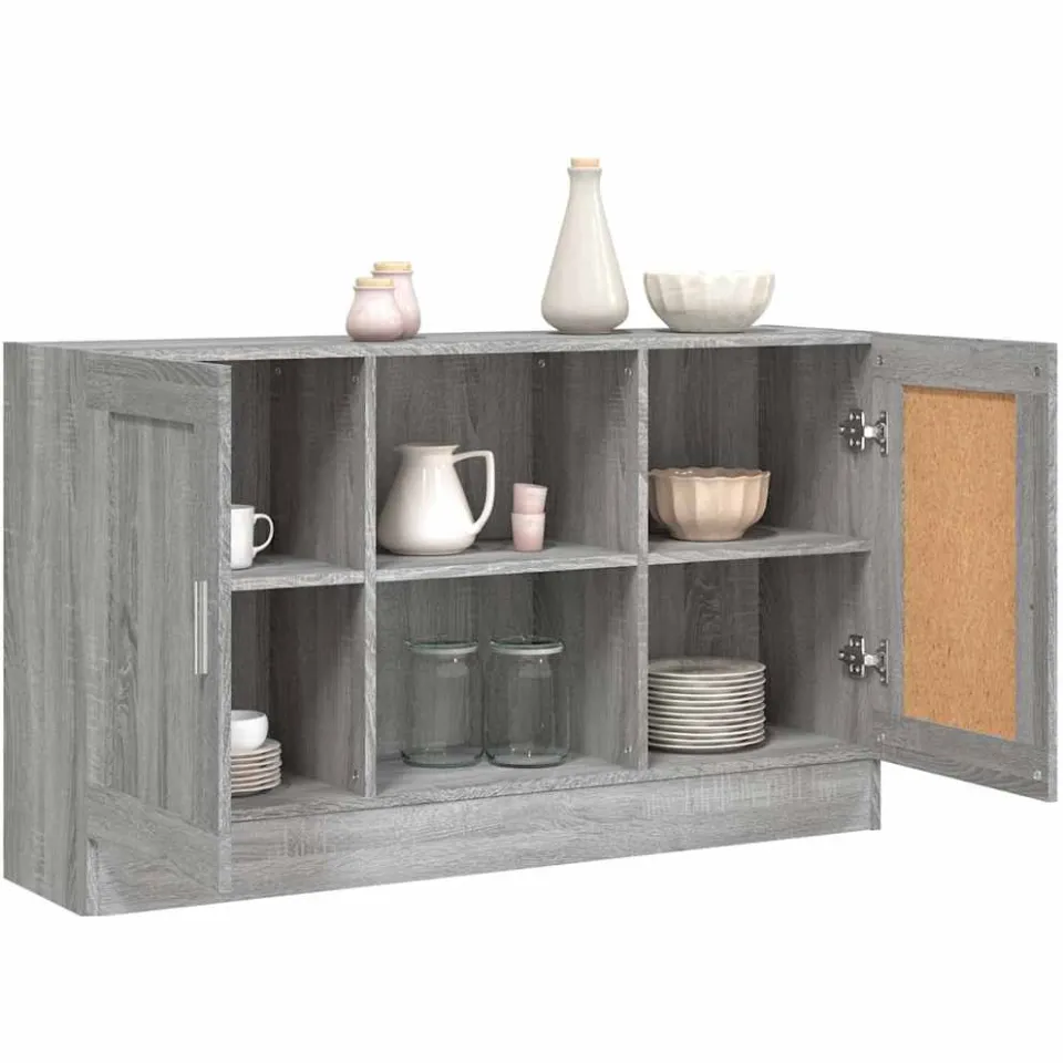 vidaXL Dressoir 120x30,5x70 cm bewerkt hout grijs sonoma eikenkleurig