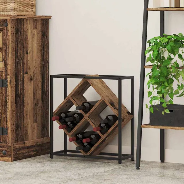 vidaXL Wijnrek 16 flessen Bewerkt hout Oudhout Bruin