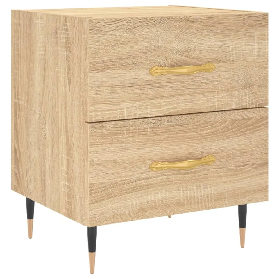 vidaXL Nachtkastjes 2 st 40x35x47,5 cm bewerkt hout sonoma eikenkleur Bruin