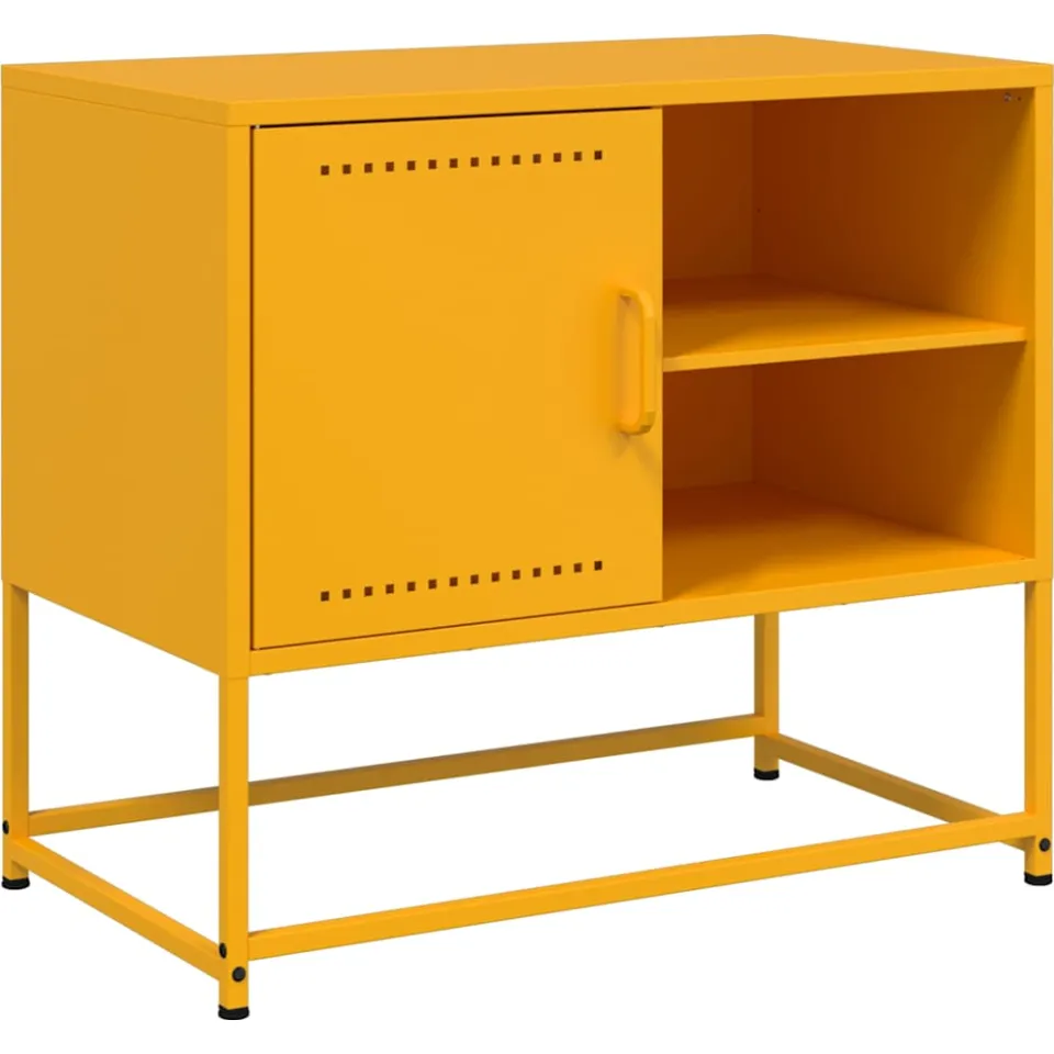 vidaXL Tv-meubel 68x39x60,5 cm staal mosterdgeel, foto 4