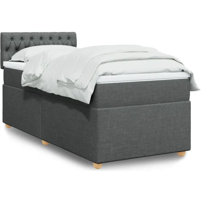 vidaXL Boxspring met matras stof donkergrijs 90x190 cm grijs
