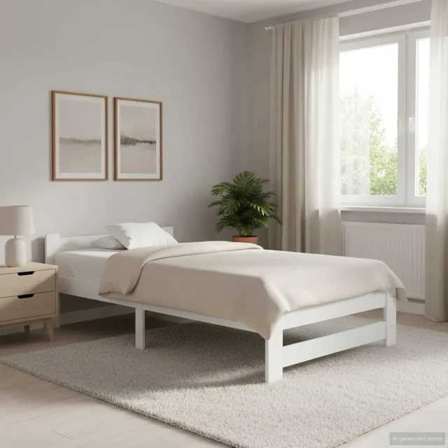 vidaXL Bedframe massief grenenhout wit 90x200 cm