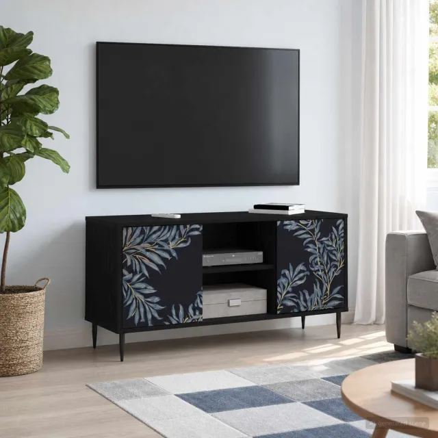 vidaXL Tv-meubel DOKKUM 102 x 33 x 51 cm Zwart eiken Bewerkt hout, foto 2