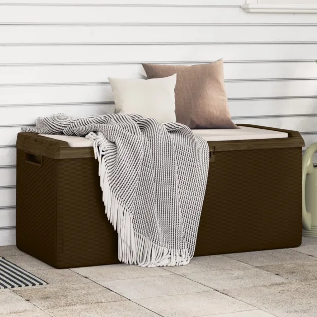 vidaXL Tuinbox met zitkussen 350 L polypropeen bruin, foto 2