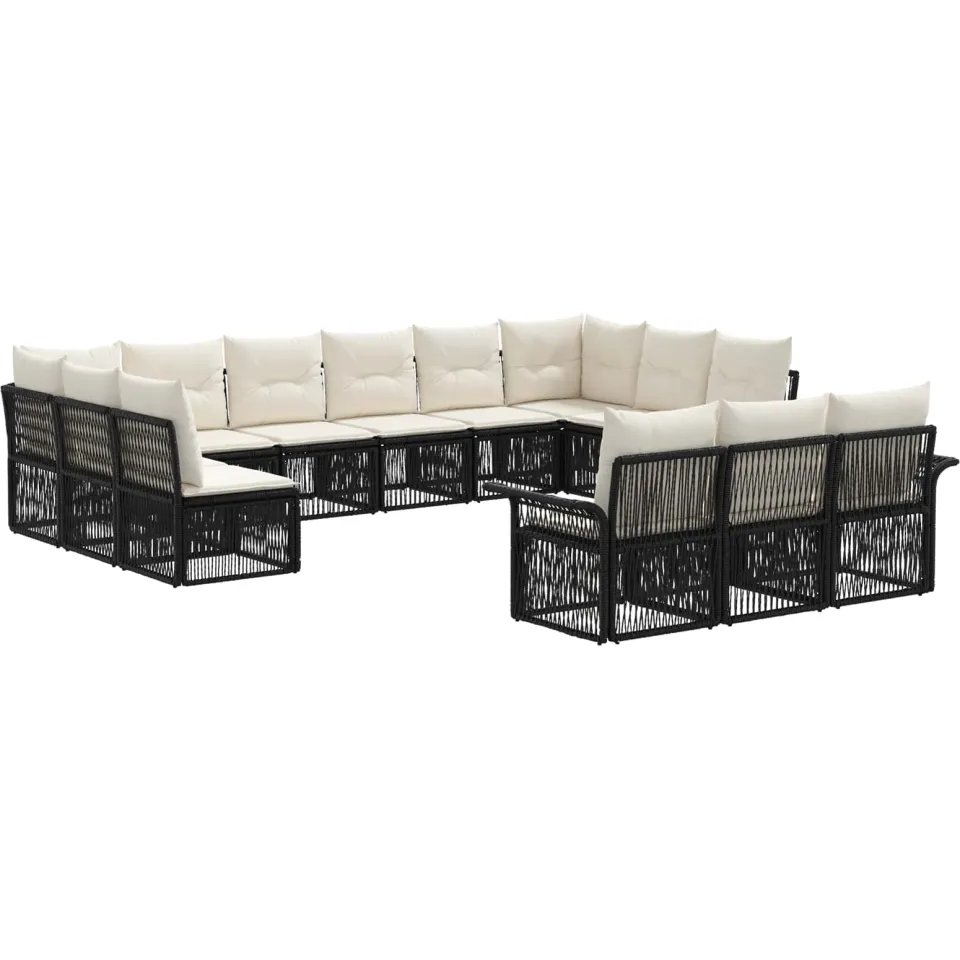 vidaXL Tuinbankenset 13 st 13-zits Zwart poly rattan, foto 3