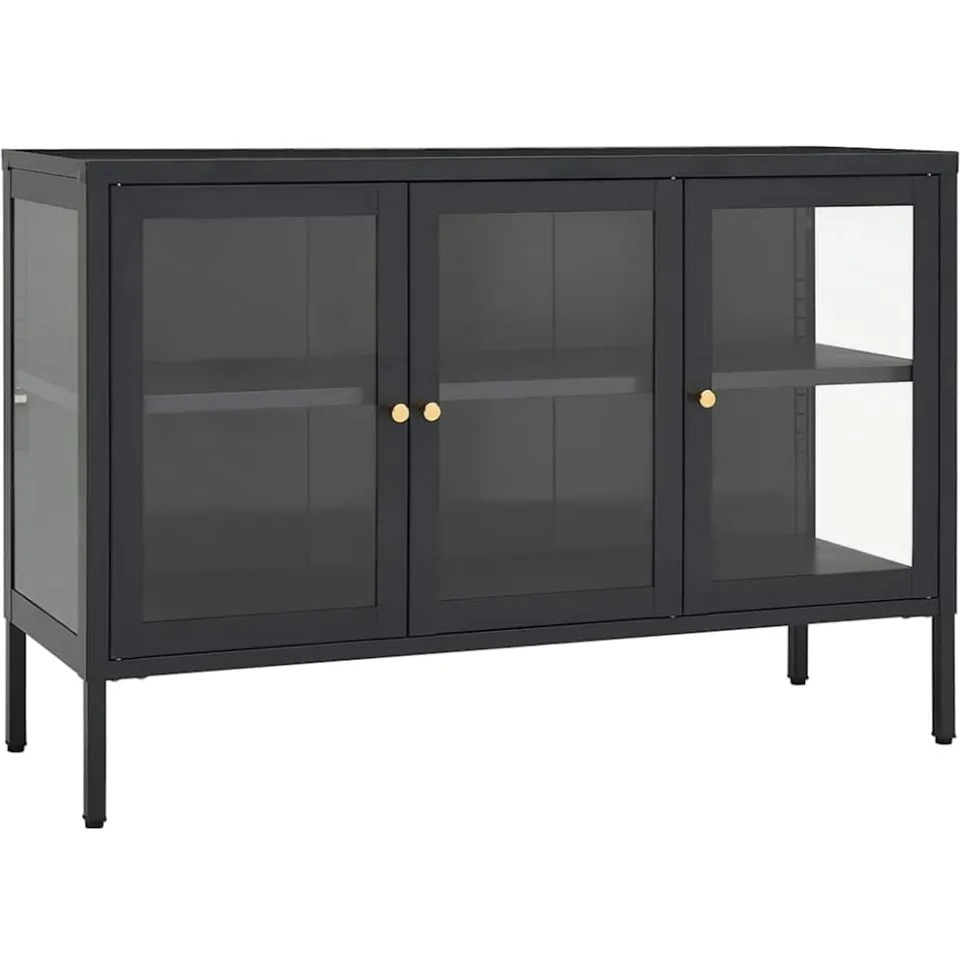 vidaXL Dressoir 105x35x70 cm staal en glas antracietkleurig, foto 3