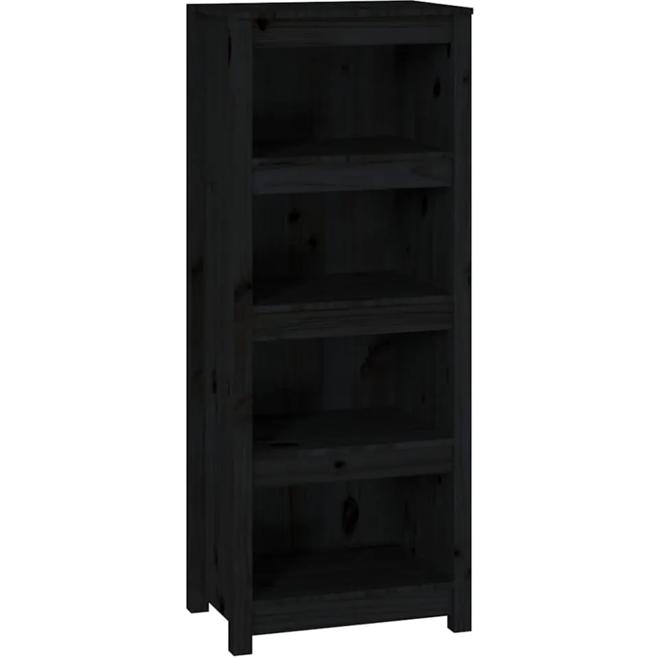 vidaXL Boekenkast 50x35x125,5 cm massief grenenhout zwart, foto 3