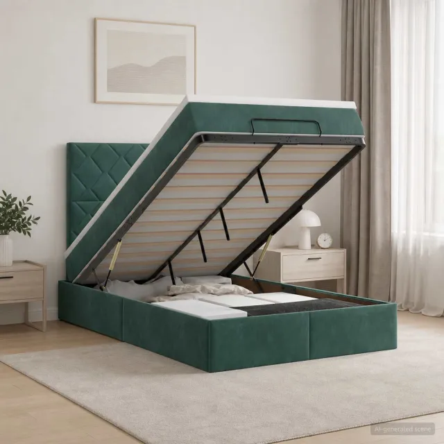 vidaXL Ottoman bed met matras Donkergroen 120 x 200 cm Fluweel groen