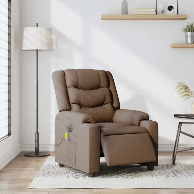 vidaXL Massagestoel elektrisch verstelbaar stof bruin