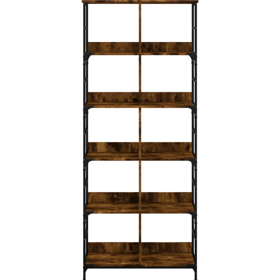 vidaXL Boekenrek 78,5x33x188,5 cm bewerkt hout gerookt eikenkleurig Bruin