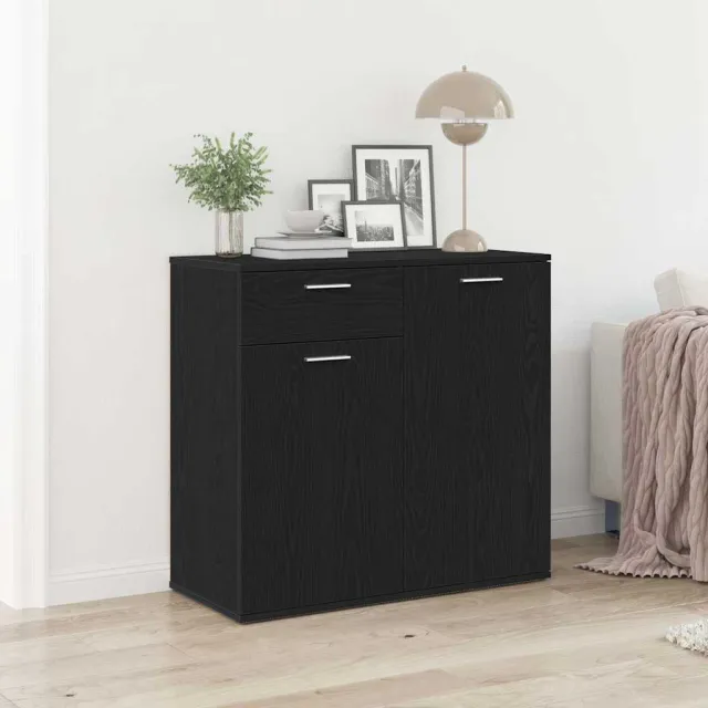 vidaXL Dressoir 80x36x75 cm bewerkt hout zwart eikenkleurig