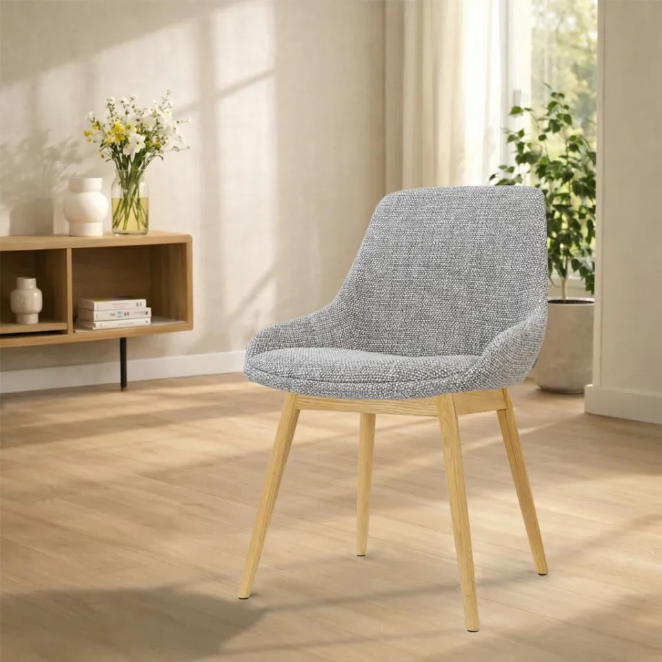 Nolon Nio-Isa eetkamerstoel grijs blend - houten onderstel, foto 2