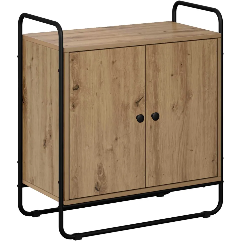 vidaXL Dressoir Artisanaal eiken 68 x 35 x 75 cm Bewerkt hout, foto 3