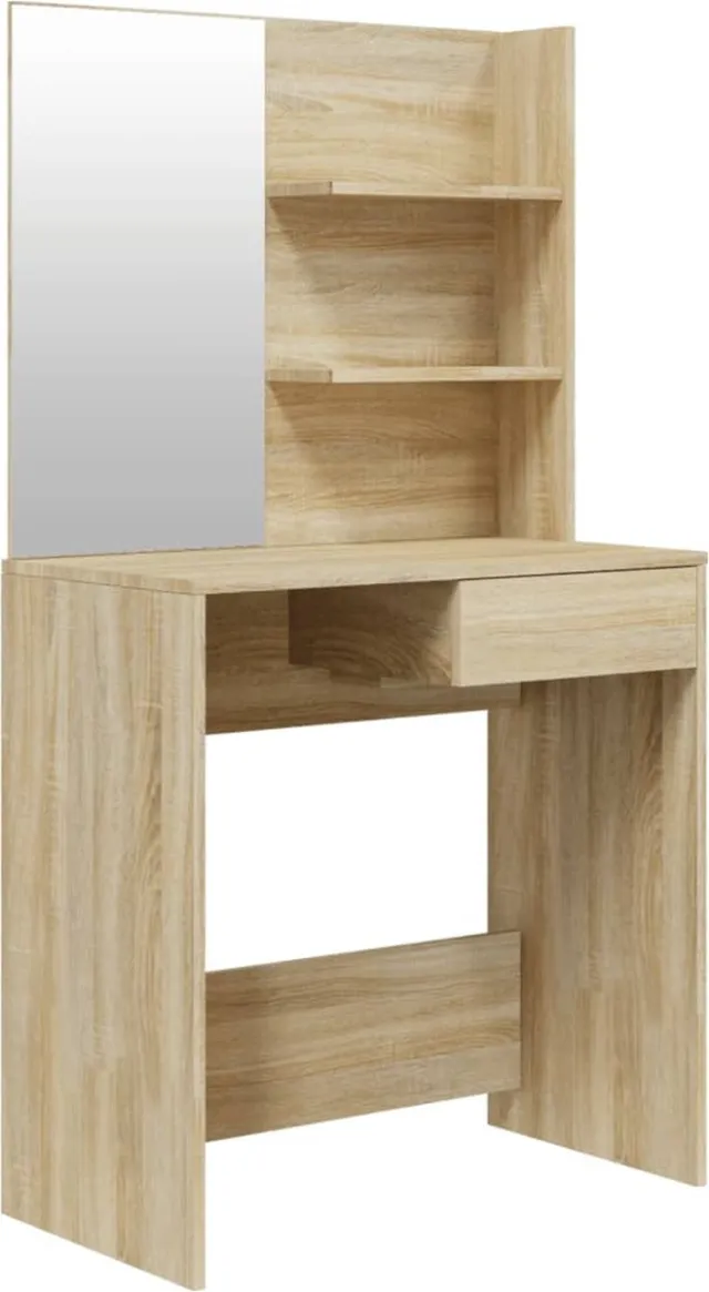 vidaXL Kaptafel - met - spiegel - 74,5x40x141 - cm - sonoma - eikenkleurig sonoma eiken