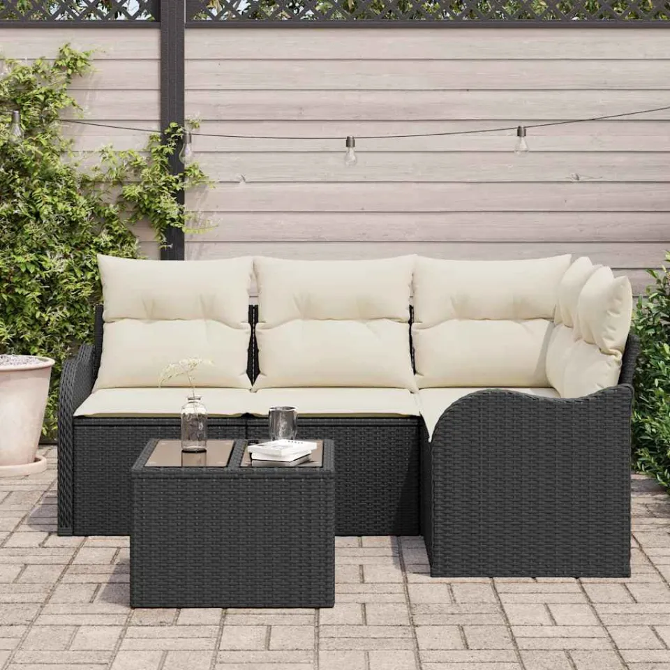 vidaXL Tuin Sofa Set 5 st Zwart poly rattan, foto 3