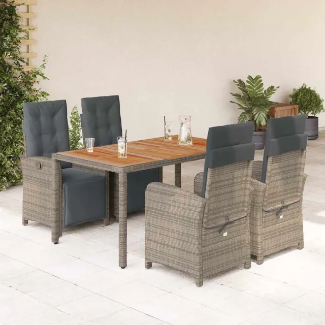 vidaXL 5-delige Tuinset met kussens poly rattan grijs, foto 2