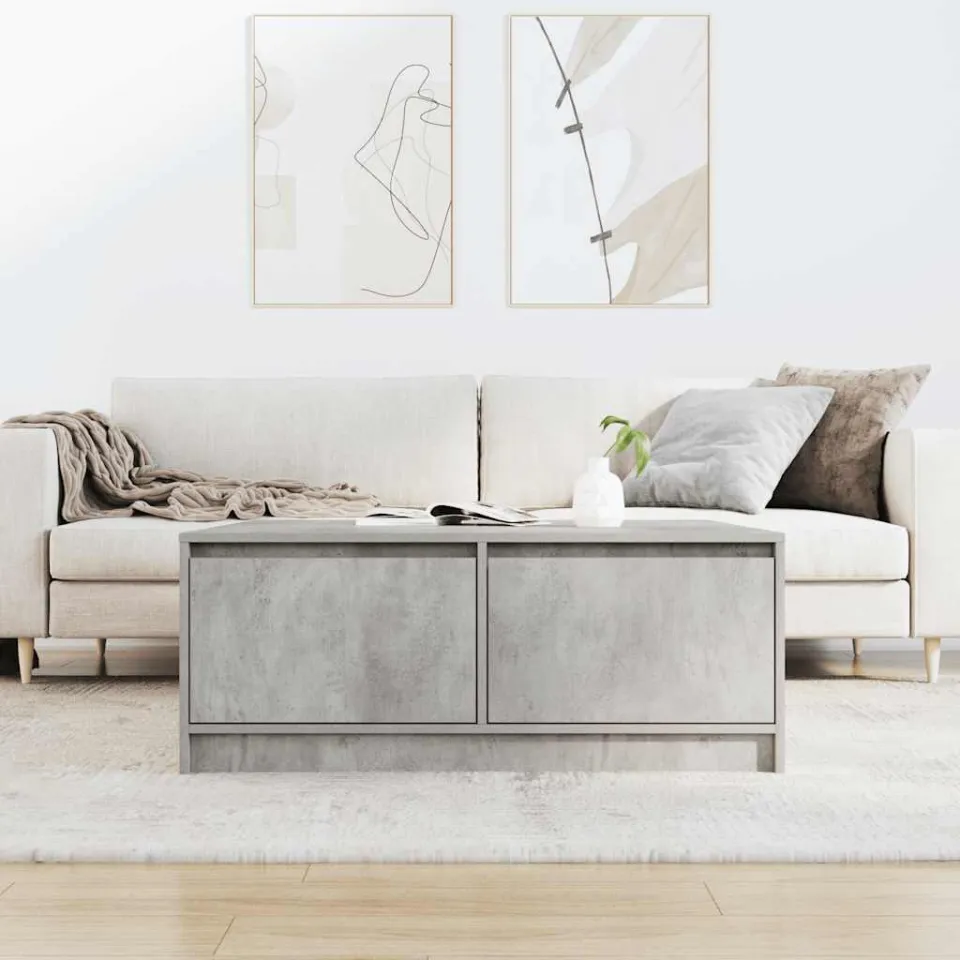 vidaXL Salontafel met lades 100x100x40 cm betongrijs grijs, foto 2