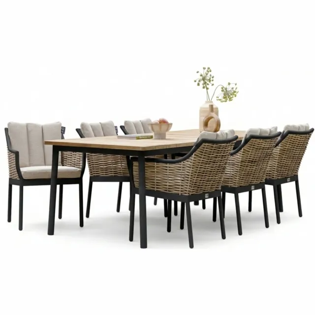 Apple Bee Milou Dining Tuinset 6 Persoons - 240cm - Zwart