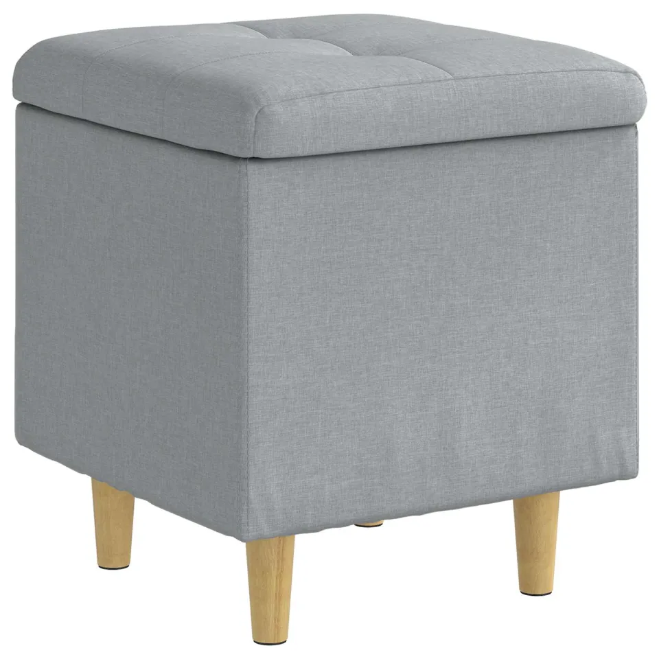 vidaXL Ottoman met Opbergruimte Lichtgrijs 40 x 40 x 45 cm Stof, foto 3
