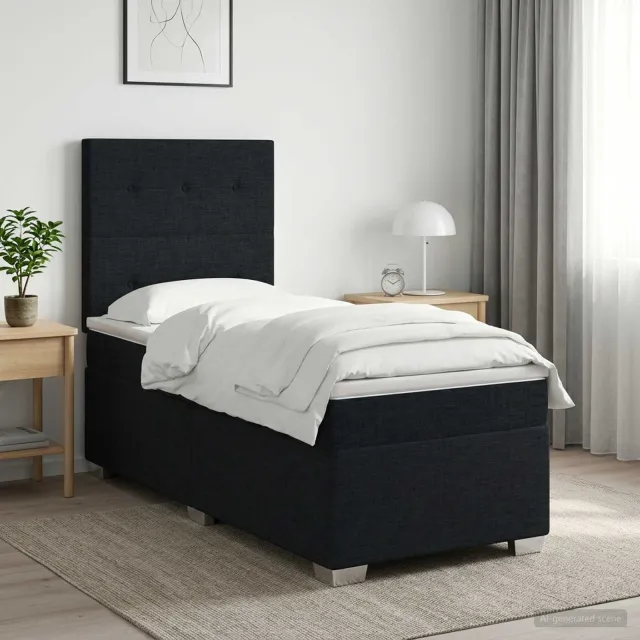 vidaXL Boxspringbed met matras met hoofdeinde Zwart 100 x 200 cm Stof