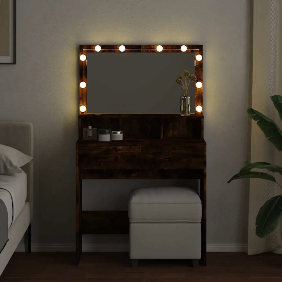 vidaXL Kaptafel met LED 80x41x134,5 cm gerookt eikenkleurig, foto 3