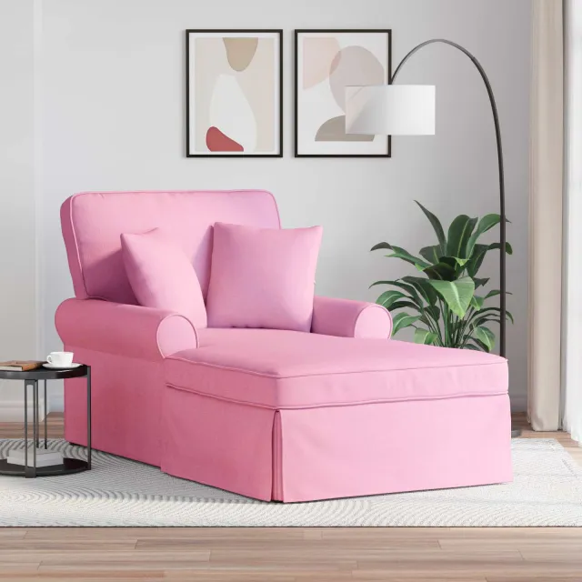 vidaXL Chaise Lounge met Rok 3 st Roze Stof 91 x 157 x 91 cm, foto 2