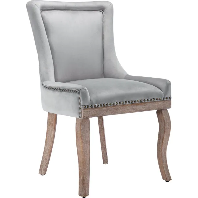 Merax Luxe Eetkamerstoelen - Velvet Gestoffeerde Stoelen - Fluwelen Eetkamerstoel Set van 2 - Grijs
