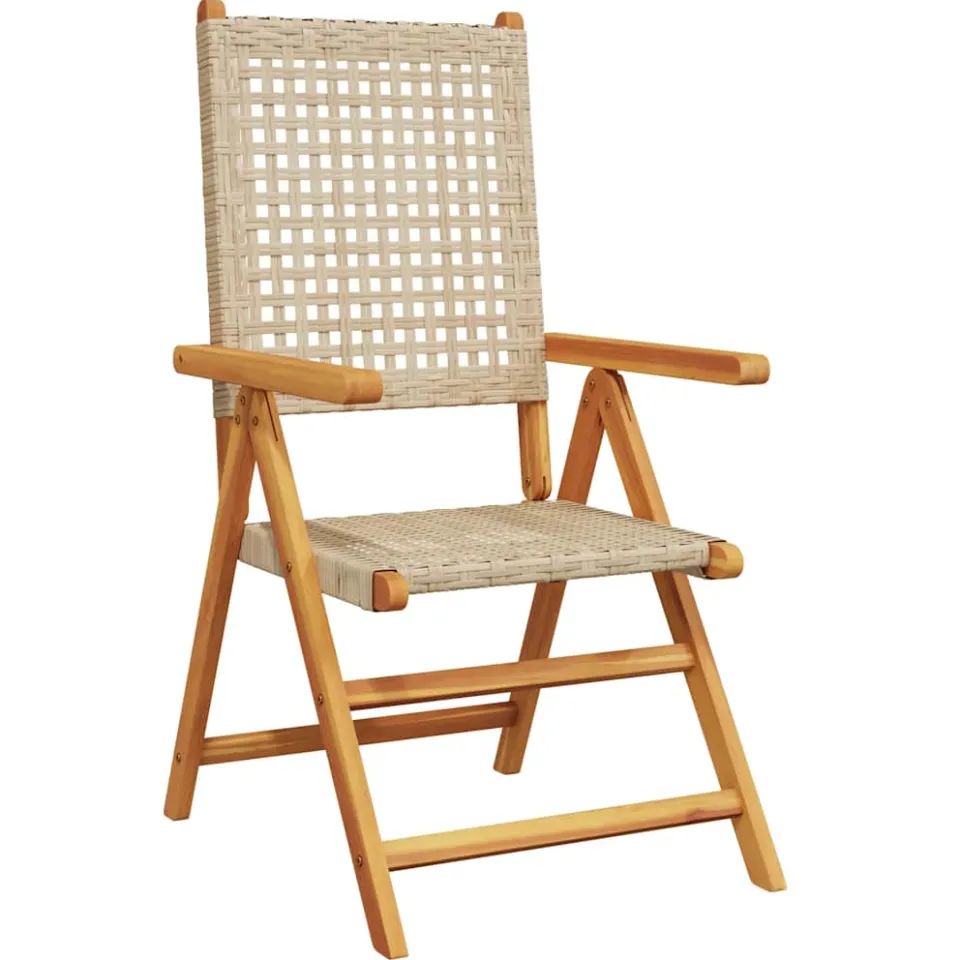 vidaXL 7-delige Tuinset poly rattan en massief hout beige