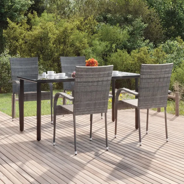 vidaXL 5-delige Tuinset poly rattan grijs, foto 2