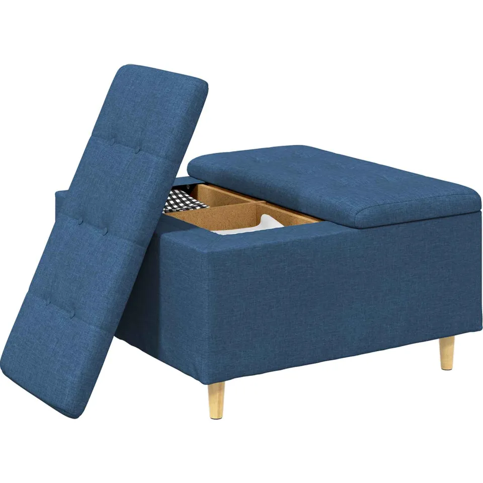 vidaXL Ottoman met Opbergruimte Blauw 80 x 80 x 45 cm Stof