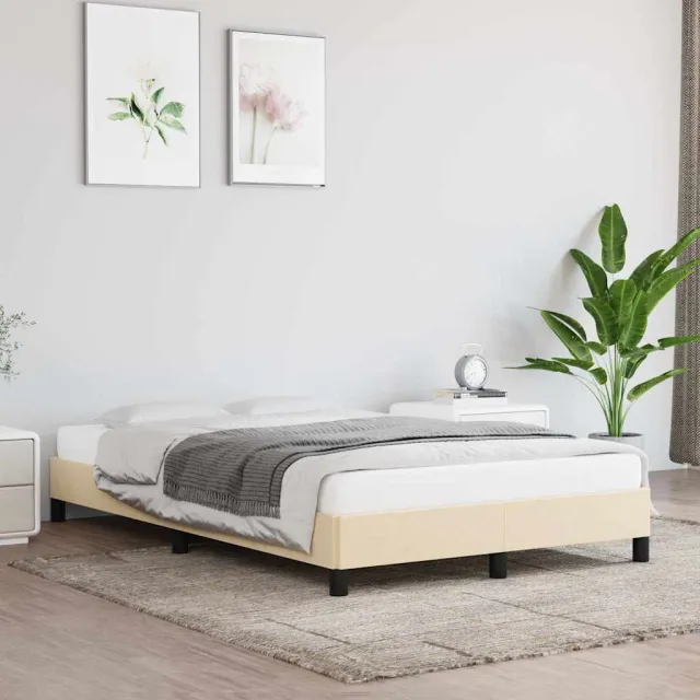 vidaXL Bedframe zonder matras 120x200 cm stof crèmekleurig