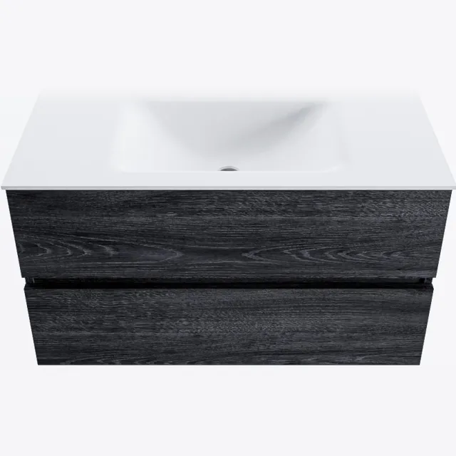 Mondiaz VICA 90cm badmeubel onderkast Antracite 2 lades. Wastafel CLOUD midden 1 kraangat, kleur Talc.