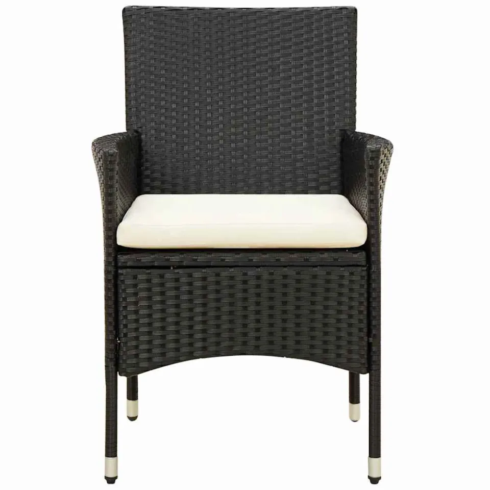 vidaXL 5-delige Tuinset met kussens poly rattan zwart, foto 4