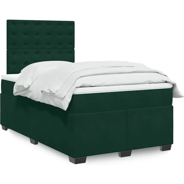 vidaXL Boxspring met matras fluweel donkergroen 120x190 cm groen