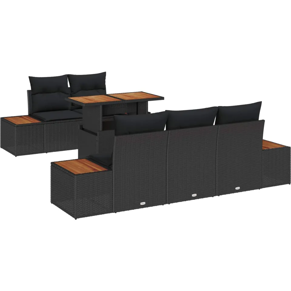 vidaXL Tuin Sofa Set 6 st Zwart Poly riet