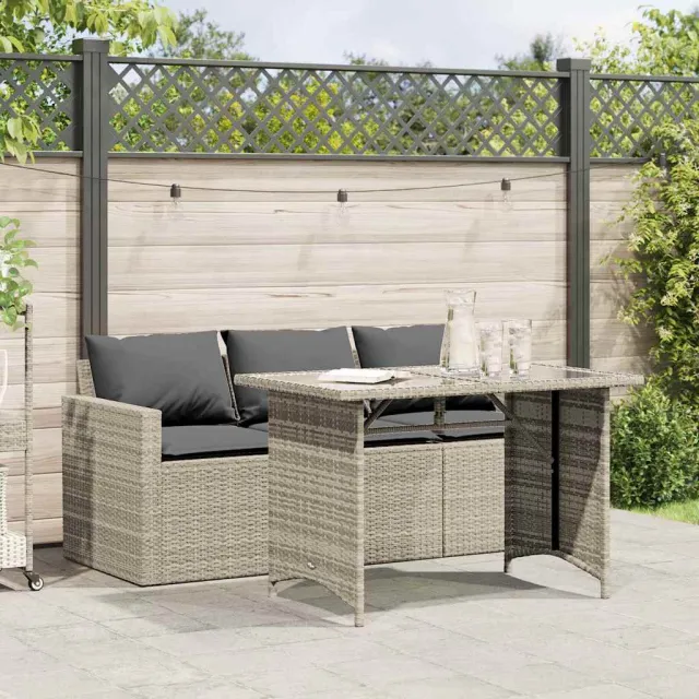 vidaXL 2-delige Tuinset met kussens poly rattan lichtgrijs grijs, foto 2