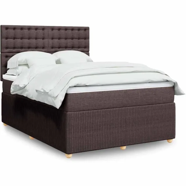 vidaXL Boxspring met matras stof donkerbruin 140x190 cm bruin