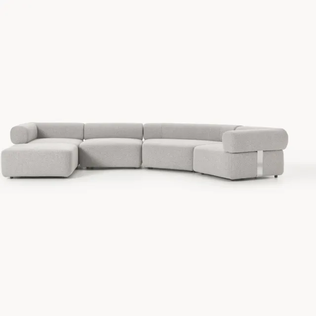 Westwing Collection Grote modulaire bank Anton van bouclé met poef (links/rechts) Taupe