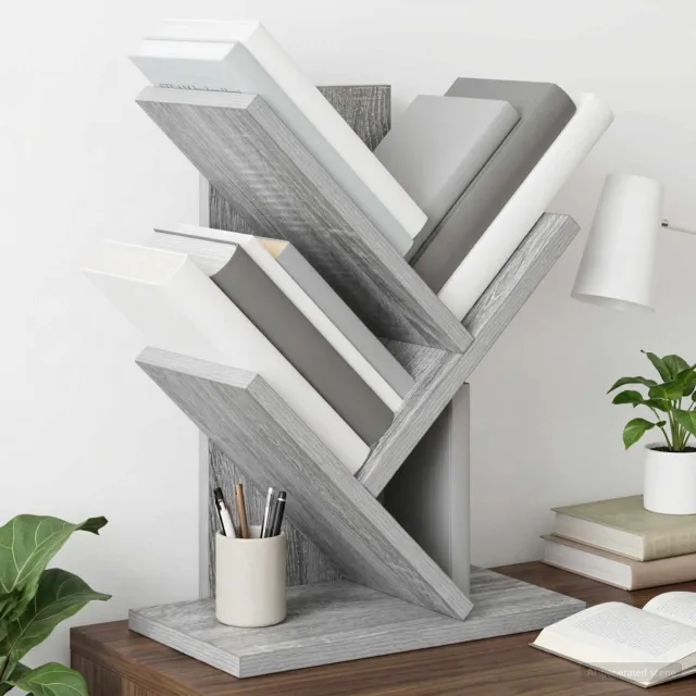 vidaXL Boomvormige boekenplank met 3 planken 30 x 18 x 40 cm Grijs