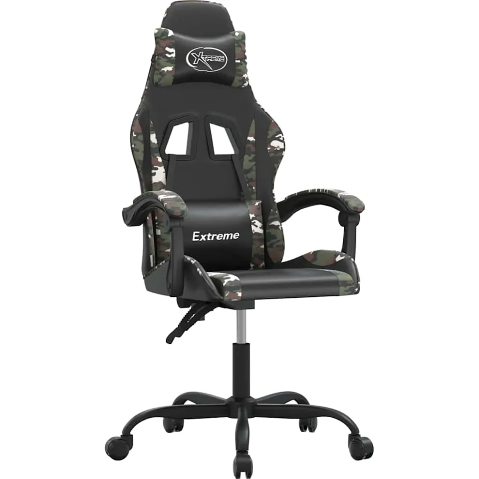 vidaXL Gamestoel draaibaar kunstleer zwart en camouflage, foto 3