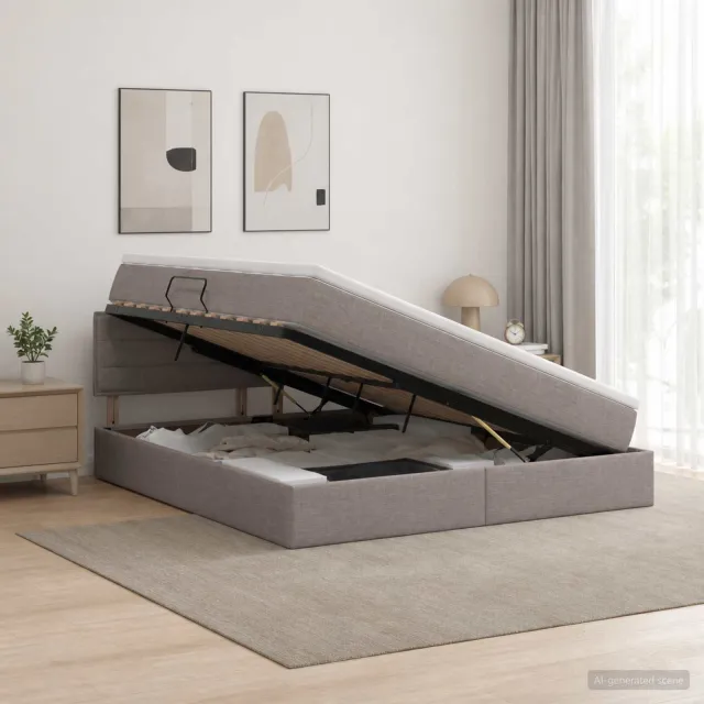 vidaXL Opbergbed met matras met hoofdeinde Taupe 160 x 200 cm fluweel