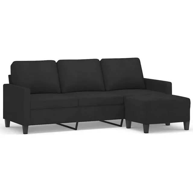 vidaXL Driezitsbank - met - voetenbank - 180 - cm - stof - zwart