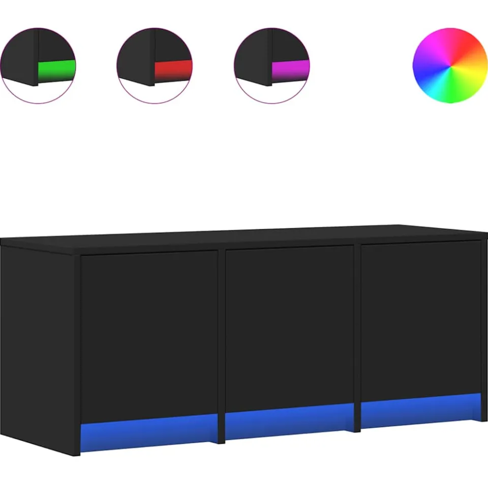 vidaXL Tv-meubel met LED 97x34x40 cm bewerkt hout zwart, foto 3