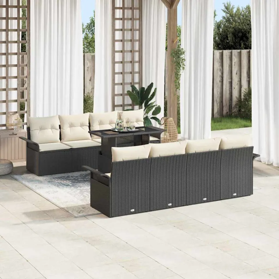 vidaXL Tuin Sofa Set 9 st Zwart [Synthetisch]: Poly Rattan, foto 3