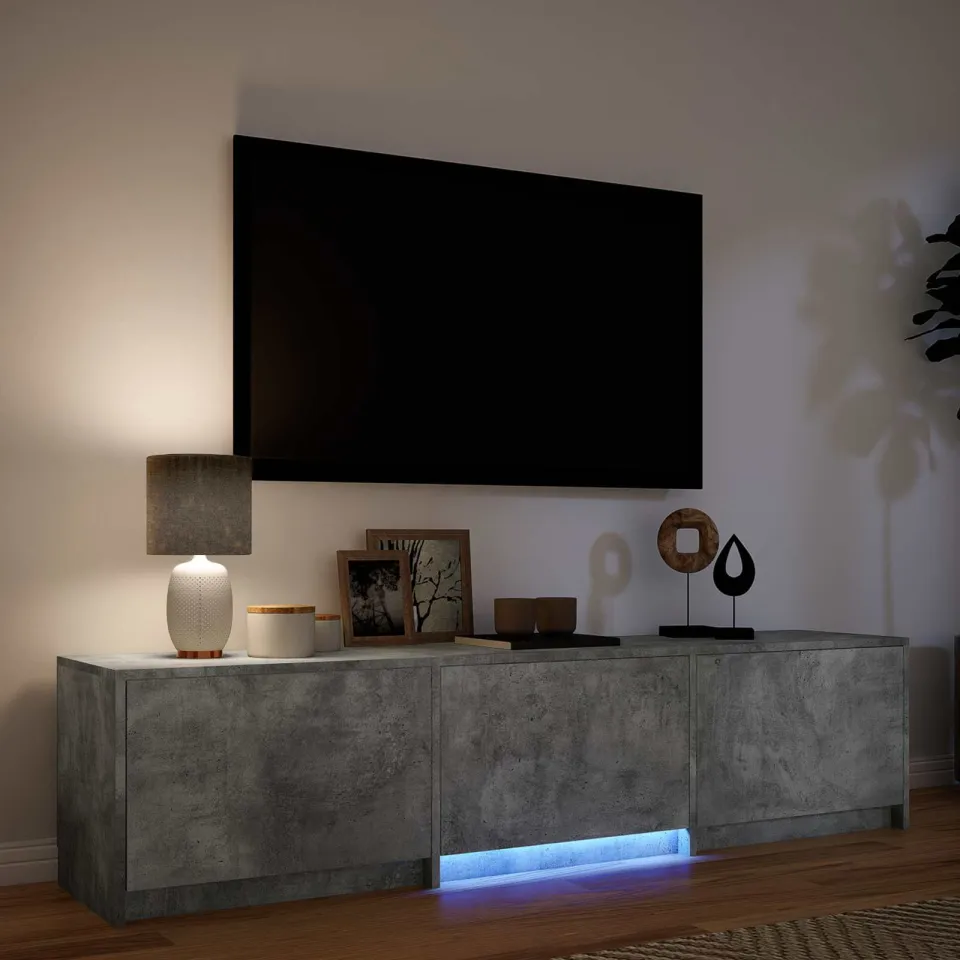 vidaXL TV-kast met LED 165x34x40 cm Betongrijs Geconstrueerd hout grijs, foto 4