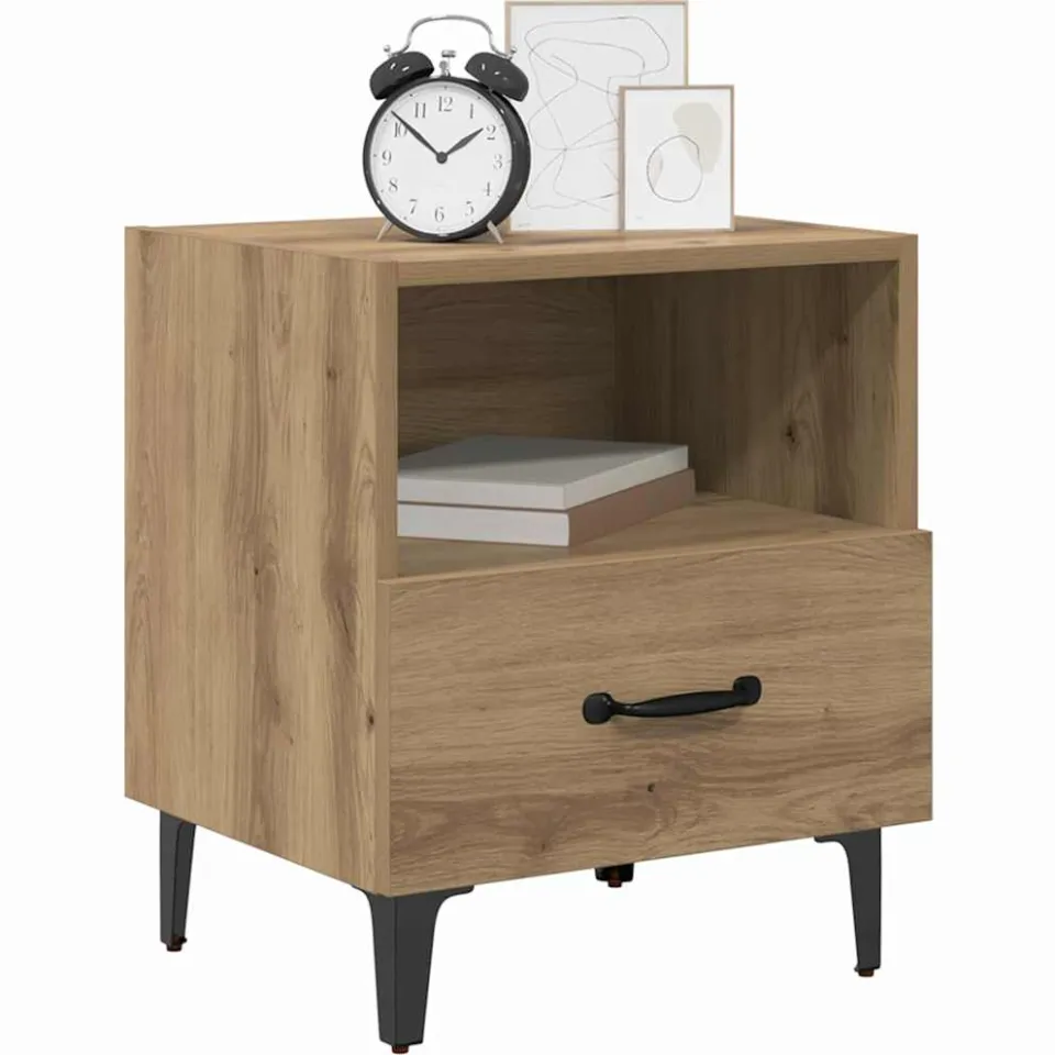 vidaXL Nachtkastje Artisan Eiken 40 x 35 x 47,5 cm Bewerkt hout Bruin