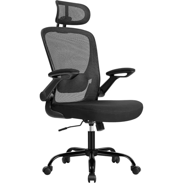 Hoppa! Bureaustoel - Inkt Zwart - Kunststof, Schuim, Nylon, Staal - 64 x 64 x (115-130) cm (B x D x H)