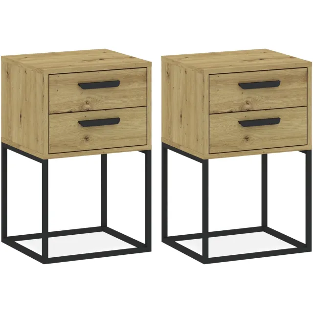 KONSIMO RECTUS Nachtkastje Set van 2 - met lades - Bijzettafeltjes (2 stuks) - Brons - 40x65x39 cm