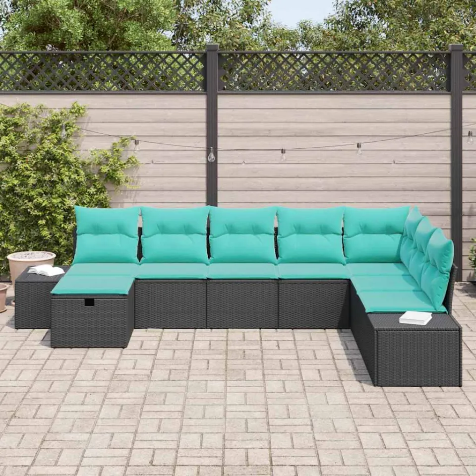 vidaXL Tuin Sofa Set 8 st Zwart poly rattan