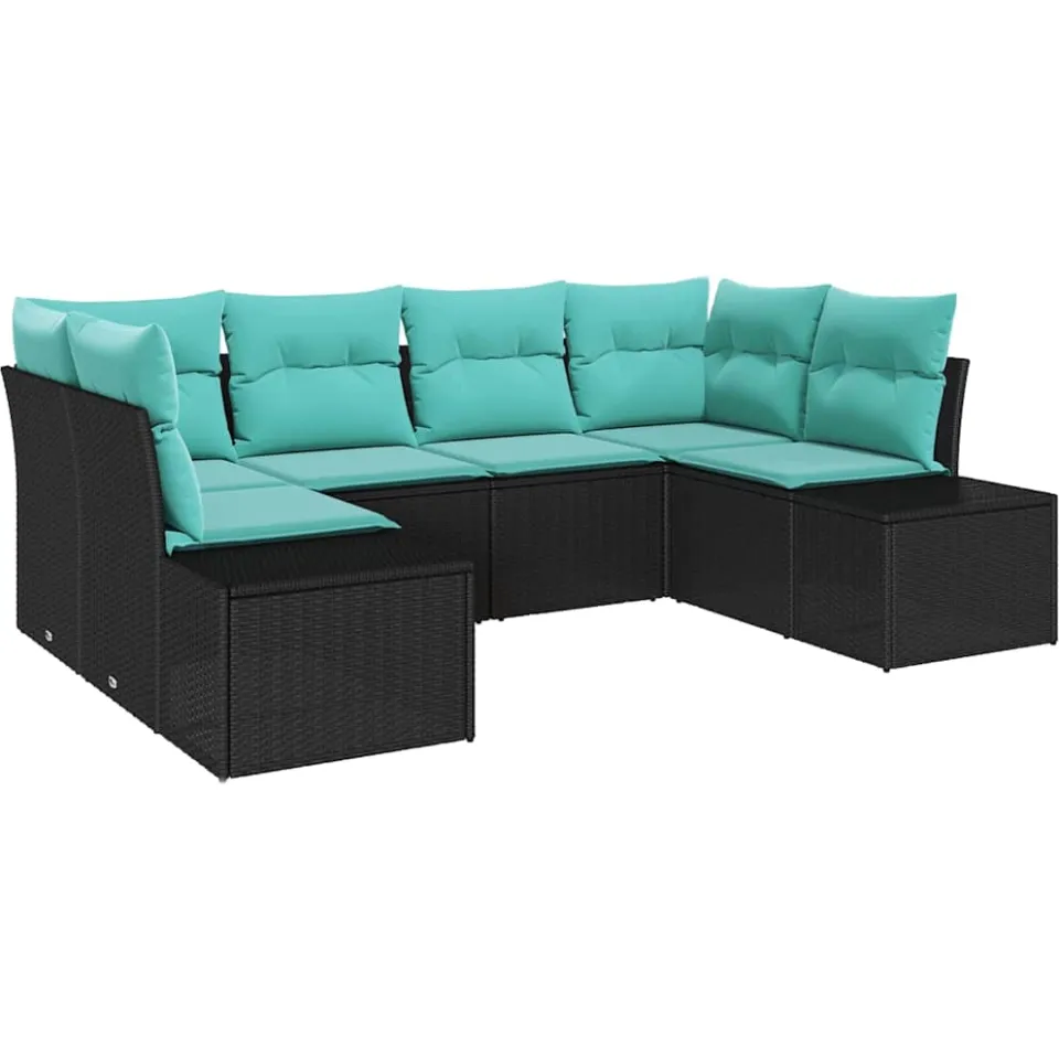 vidaXL Tuin Sofa Set 6 st Zwart poly rattan